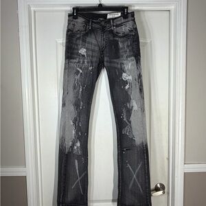 Forward Denim Distressed Men Jeans Black/charcoal fit 3 size 29/36